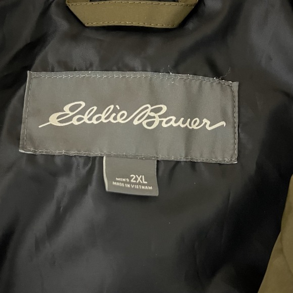 Eddie Bauer Weatheredge Rain Jacket Mens 2XL Green Hooded Zip Pockets - Picture 9 of 13